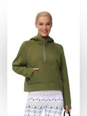 The Gym People - Women's Green Half-Zip Hoodie Sweater